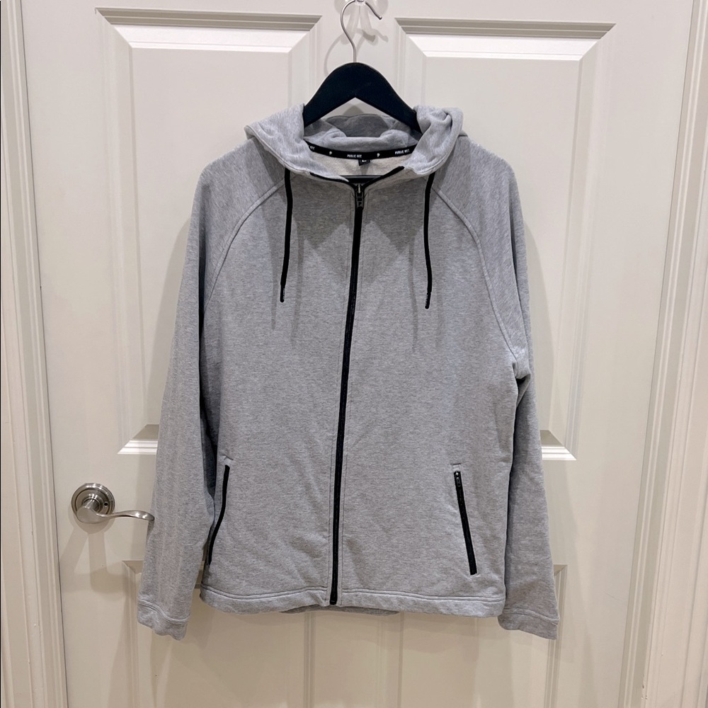 Public Rec Gray Zip-Up Hoodie with Black Accents